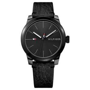 Tommy Hilfiger Men’s Quartz Black Leather Strap Black Dial 42mm Watch 1791384