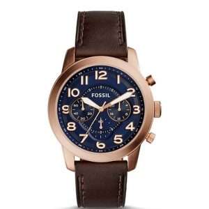 Fossil Men’s Quartz Brown Leather Strap Blue Dial 44mm Watch FS5204