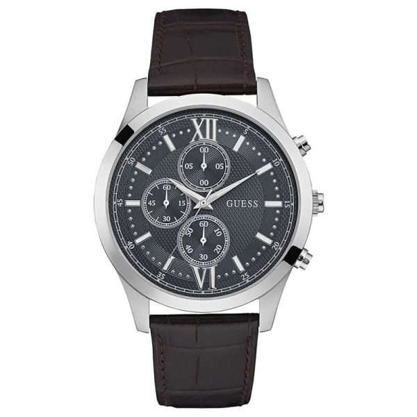 Guess Men’s Quartz Brown Leather Strap Grey Dial 45mm Watch W0876G1 UAE DUBAI AJMAN SHARJAH ABU DHABI RAS AL KHAIMA UMM UL QUWAIN ALAIN FUJAIRAH