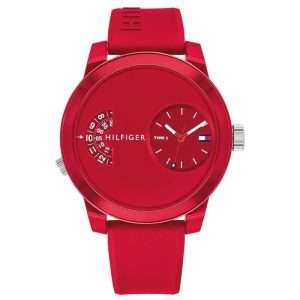 Tommy Hilfiger Men’s Quartz Red Silicone Strap Red Dial 44mm Watch 1791557