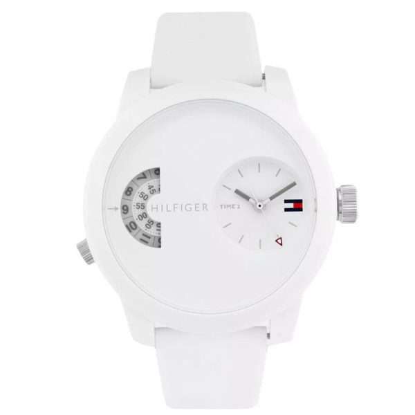 Tommy Hilfiger Men’s Quartz White Silicone Strap White Dial 44mm Watch 1791558