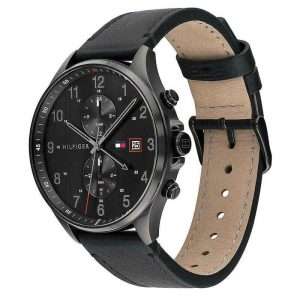Tommy Hilfiger Men’s Quartz Black Leather Strap Black Dial 44mm Watch 1791711