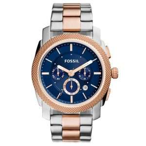 Fossil Men’s Quartz Two Tone Stainless Steel Blue Dial 36mm Watch FS5037