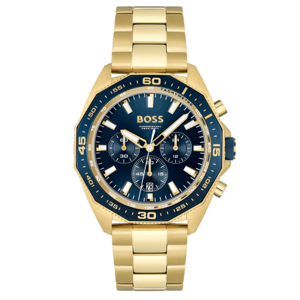 Hugo Boss Men’s Quartz Gold Stainless Steel Blue Dial 44mm Watch 1513973 UAE DUBAI AJMAN SHARJAH ABU DHABI RAS AL KHAIMA UMM UL QUWAIN ALAIN FUJAIRAH