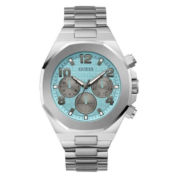 Guess Men’s Quartz Silver Stainless Steel Sky Blue Dial 46mm Watch GW0489G3 UAE DUBAI AJMAN SHARJAH ABU DHABI RAS AL KHAIMA UMM UL QUWAIN ALAIN FUJAIRAH