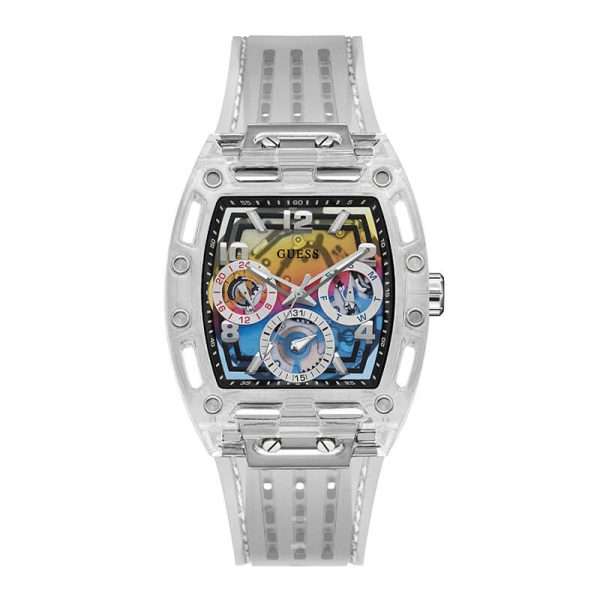 Guess Men’s Quartz White Silicone Strap Multi Colour Dial 44mm Watch GW0499G3 UAE DUBAI AJMAN SHARJAH ABU DHABI RAS AL KHAIMA UMM UL QUWAIN ALAIN FUJAIRAH