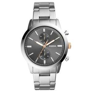 Fossil Men’s Quartz Silver Stainless Steel Grey Dial 44mm Watch FS5407
