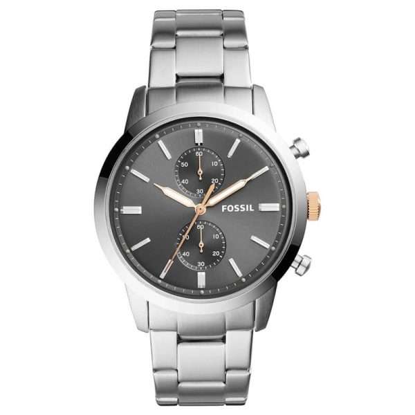 Fossil Men’s Quartz Silver Stainless Steel Grey Dial 44mm Watch FS5407