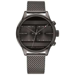 Tommy Hilfiger Men’s Quartz Black Stainless Steel Black Dial 44mm Dual Time Watch 1791597