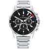 Tommy Hilfiger Men’s Quartz Silver Stainless Steel Black Dial 45mm Watch 1791936