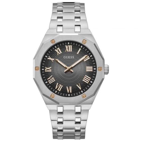 Guess Men’s Quartz Silver Stainless Steel Black Dial 42mm Watch GW0575G1 UAE DUBAI AJMAN SHARJAH ABU DHABI RAS AL KHAIMA UMM UL QUWAIN ALAIN FUJAIRAH