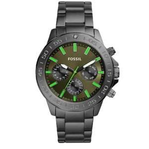 Fossil Men’s Quartz Black Stainless Steel Green Dial 45mm Watch BQ2504