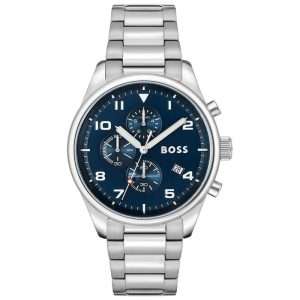 Hugo Boss Men’s Quartz Silver Stainless Steel Blue Dial 44mm Watch 1513989