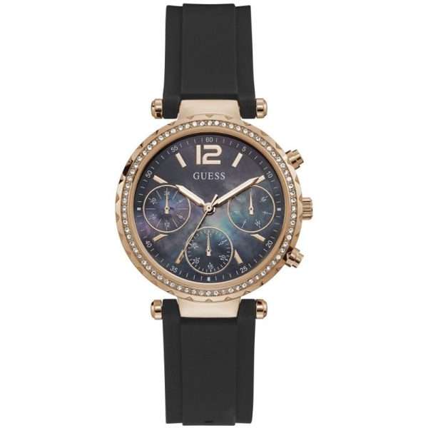 Guess Women’s Quartz Black Silicone Strap Black Mother Of Pearl Dial 37mm Watch GW0113L2 UAE DUBAI AJMAN SHARJAH ABU DHABI RAS AL KHAIMA UMM UL QUWAIN ALAIN FUJAIRAH