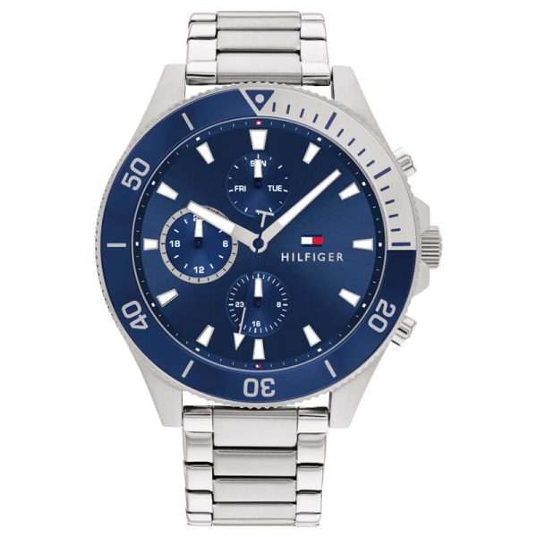 Tommy Hilfiger Men’s Quartz Silver Stainless Steel Blue Dial 46mm Watch 1791917