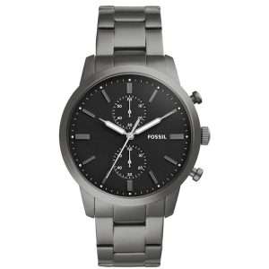 Fossil Men’s Quartz Grey Stainless Steel Black Dial 44mm Watch FS5349