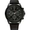 Tommy Hilfiger Men’s Quartz Black Leather Strap Black Dial 46mm Watch 1792062