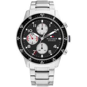Tommy Hilfiger Men’s Quartz Silver Stainless Steel Black Dial 44mm Watch 1791950