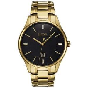 Hugo Boss Men’s Quartz Gold Stainless Steel Black Dial 44mm Watch 1513521