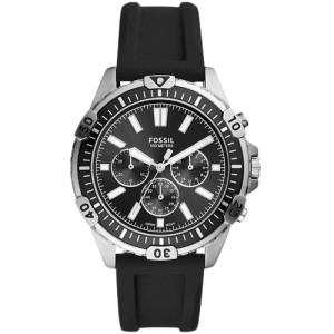 Fossil Men’s Quartz Black Silicone Strap Black Dial 44mm Watch FS5624