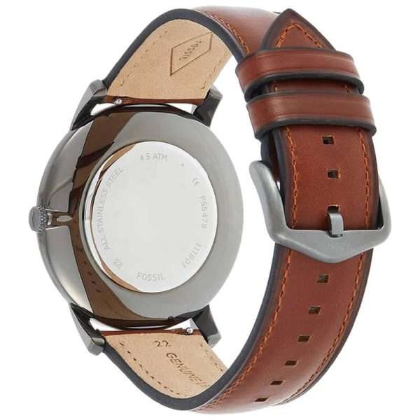 Fossil Men’s Quartz Brown Leather Strap Grey Dial 42mm Watch FS5479