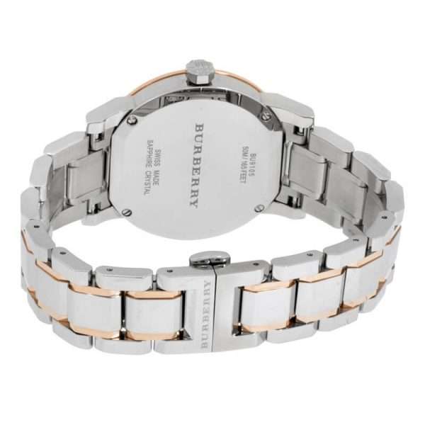 Burberry Women’s Quartz Stainless Steel Two Tone Silver Dial 34mm Watch BU9105