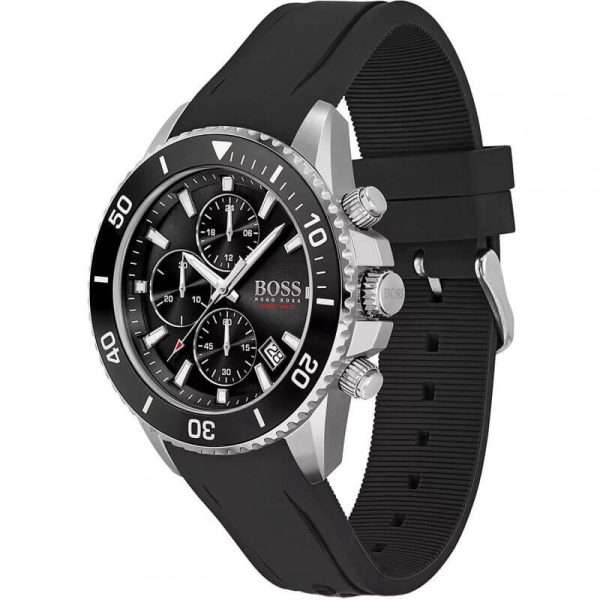 Hugo Boss Men’s Quartz Black Silicone Strap Black Dial 46mm Watch 1513912