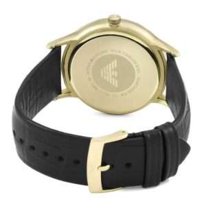 Emporio Armani Men’s Quartz Black Leather Strap Grey Dial 43mm Watch AR11049