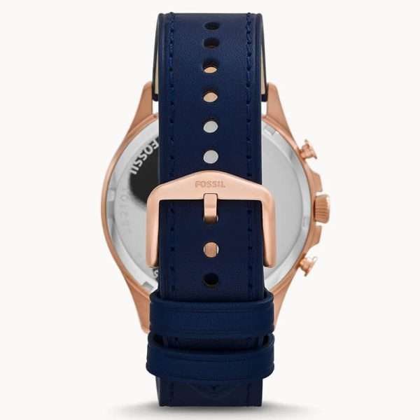 Fossil Men’s Quartz Blue Leather Strap Blue Dial 46mm Watch FS5814