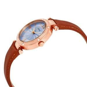 Guess Women’s Quartz Brown Leather Strap Blue Dial 30mm Watch W0838L2