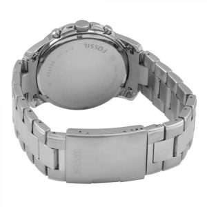 Fossil Men’s Quartz Silver Stainless Steel Black Dial 44mm Watch FS4736