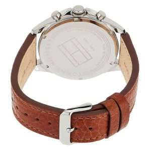 Tommy Hilfiger Men’s Quartz Brown Leather Strap White Dial 46mm Watch 1791274