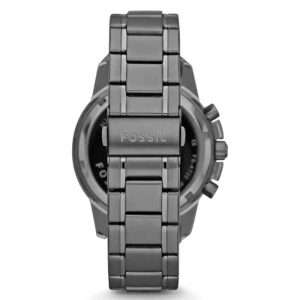Fossil Men’s Quartz Grey Stainless Steel Black Dial 45mm Watch FS4721