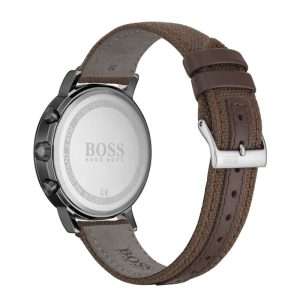 Hugo Boss Men’s Quartz Brown Leather Strap Silver Dial 42mm Watch 1513690