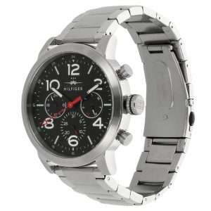 Tommy Hilfiger Men’s Quartz Silver Stainless Steel Black Dial 46mm Watch 1791234