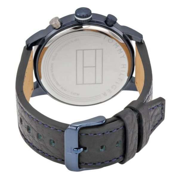 Tommy Hilfiger Men’s Quartz Black Leather Strap White Dial 46mm Watch 1791235