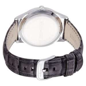 Emporio Armani Men’s Quartz Grey Leather Strap Silver Dial 41mm Watch AR1880