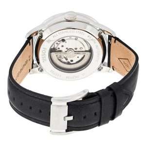 Fossil Men’s Automatic Black Leather Strap White Dial 44mm Watch ME3104