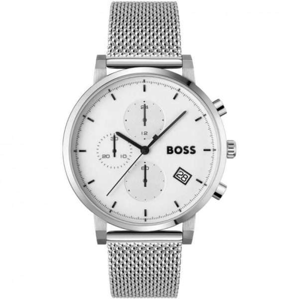 Hugo Boss Men’s Quartz Silver Stainless Steel White Dial 43mm Watch 1513933