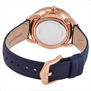 Fossil Women’s Quartz Blue Leather Strap Silver Dial 35mm Watch ES4394