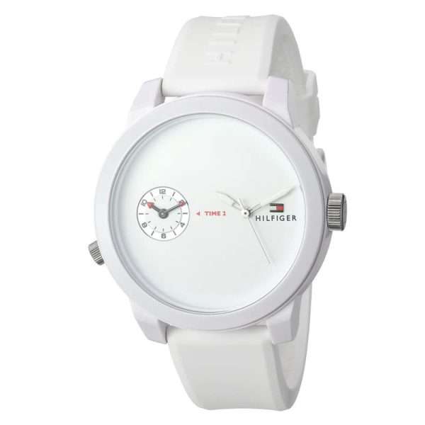 Tommy Hilfiger Men’s Quartz White Silicone Strap White Dial 44mm Watch 1791324