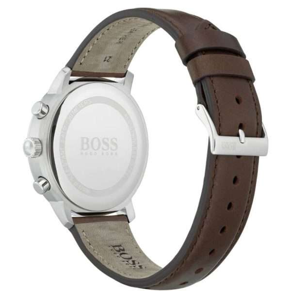 Hugo Boss Men’s Quartz Brown Leather Strap Off-White Dial 42mm Watch 1513609