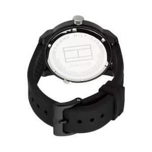 Tommy Hilfiger Men’s Quartz Black Silicone Strap Black Dial 44mm Watch 1791326