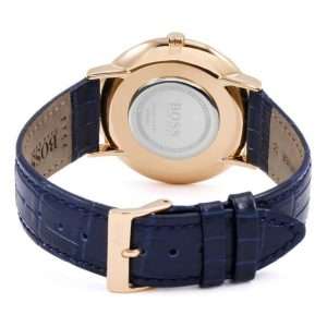 Hugo Boss Men’s Quartz Blue Leather Strap Blue Dial 40mm Watch 1513371