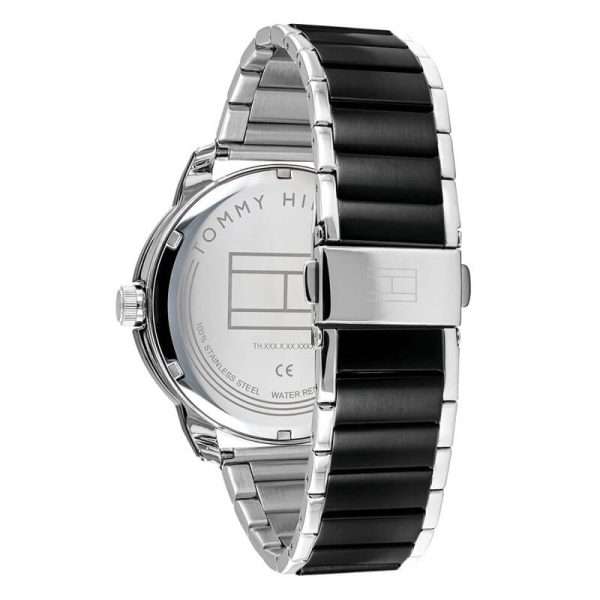 Tommy Hilfiger Men’s Quartz Two Tone Stainless Steel Black Dial 44mm Watch 1791619