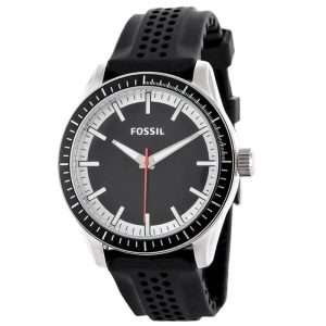 Fossil Men’s Quartz Black Silicone Strap Black Dial 44mm Watch BQ1270