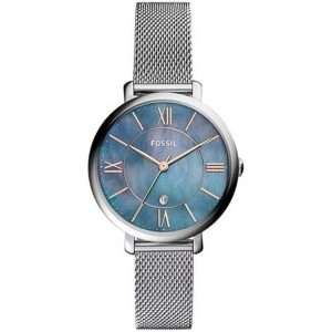 Fossil Women’s Quartz Silver Stainless Steel Blue Mother Of Pearl Dial 36mm Watch ES4322