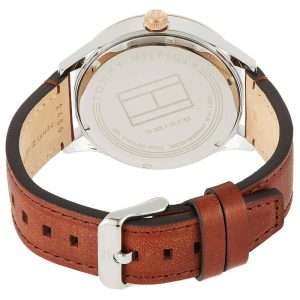 Tommy Hilfiger Men’s Automatic Brown Leather Strap Blue Dial 44mm Watch 1791642