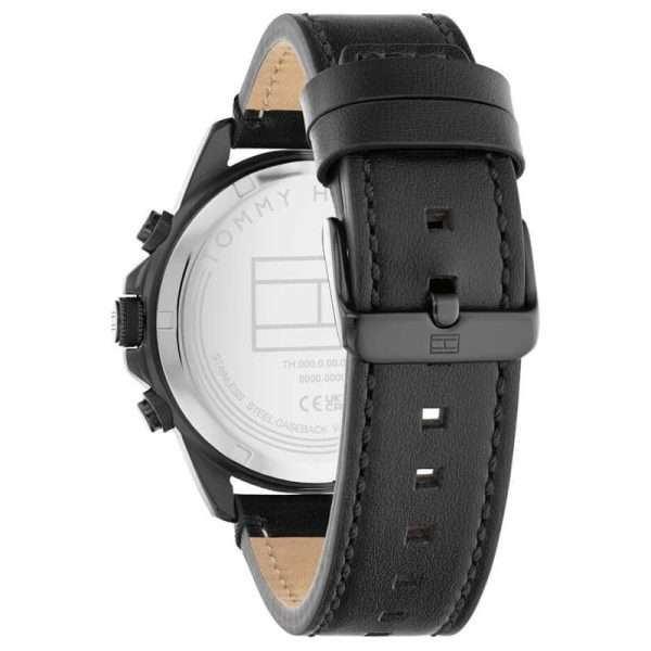 Tommy Hilfiger Men’s Quartz Black Leather Strap Black Dial 46mm Watch 1792062