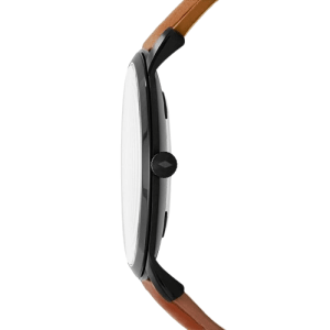 Fossil Men’s Quartz Brown Leather Strap Black Dial 44mm Watch FS5305